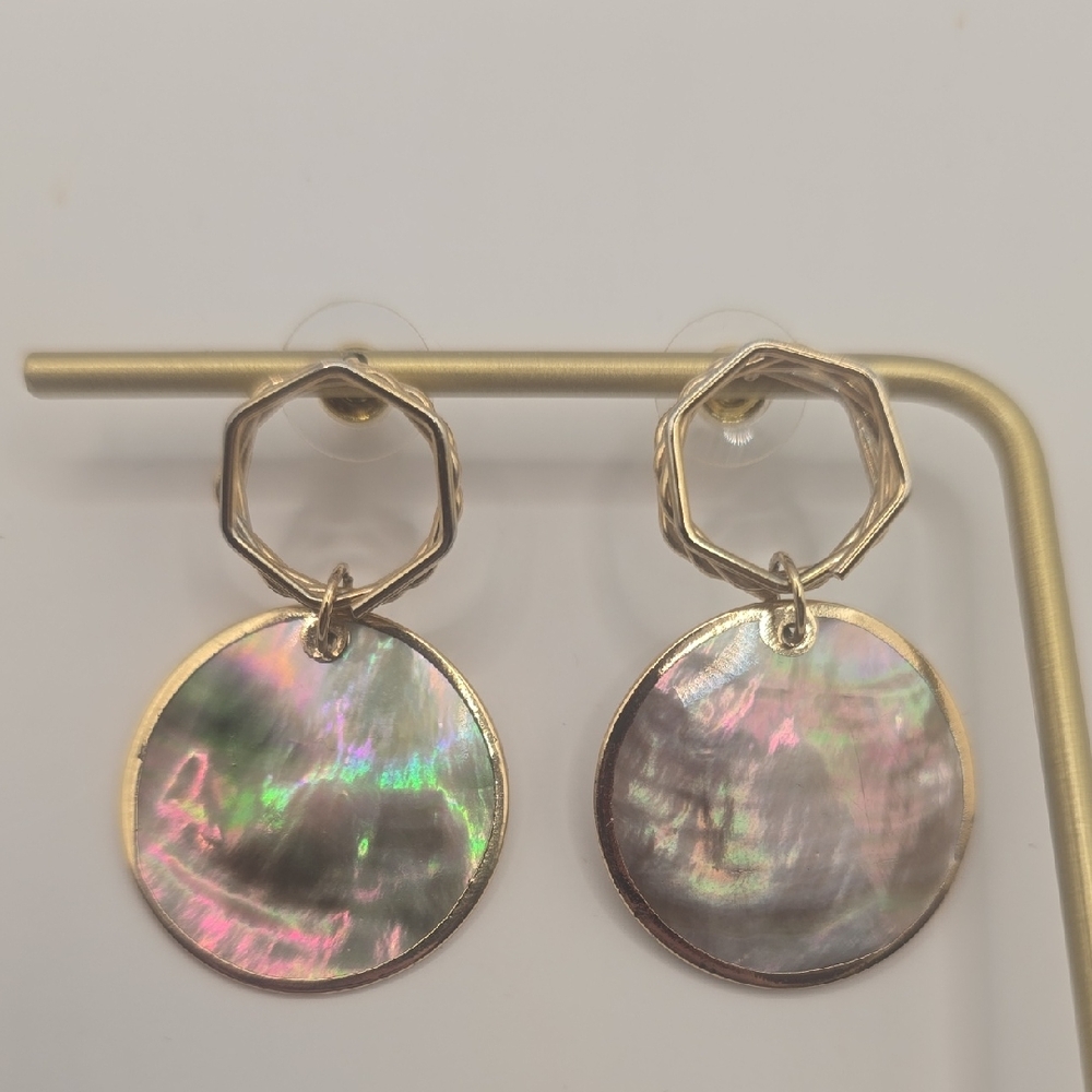 Mother Of Pearl Hexagon Earrings
